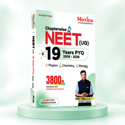 Motion Chapterwise NEET (UG) 19 Years PYQ 2008-2026 | 3800+ Questions with Detailed Text Solutions | Physics, Chemistry & Biology | Re-NEET 2026 Questions Included
