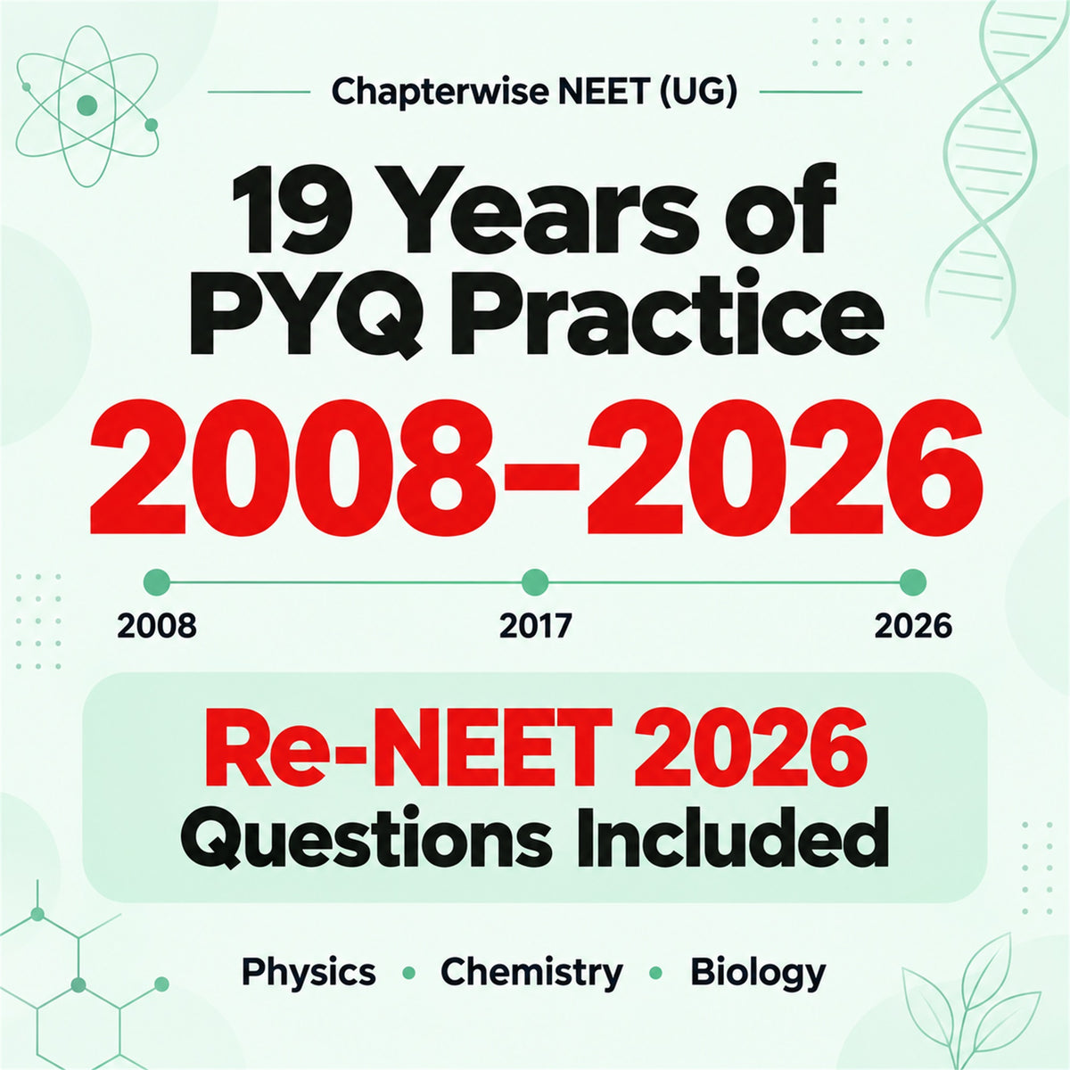 Motion Chapterwise NEET (UG) 19 Years PYQ 2008-2026 | 3800+ Questions with Detailed Text Solutions | Physics, Chemistry & Biology | Re-NEET 2026 Questions Included