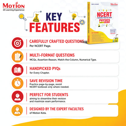 Motion NCERT Pagewise Practice Book Physics Class 11 (Volume 1 & 2) for 2026-27 Exams | NCERT-Based Pagewise Questions, MCQs, Assertion-Reason, Match the Column, Chapterwise PYQs & Infographics | For NEET, JEE & CBSE Board Preparation