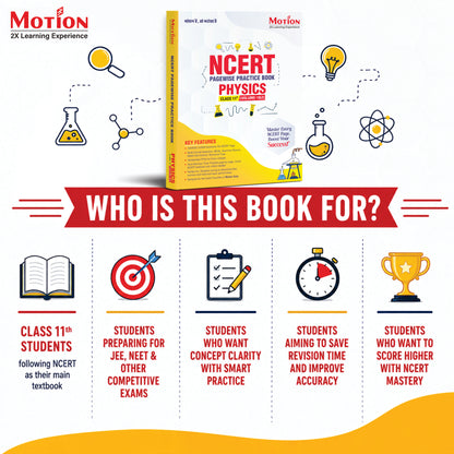 Motion NCERT Pagewise Practice Book Physics Class 11 (Volume 1 & 2) for 2026-27 Exams | NCERT-Based Pagewise Questions, MCQs, Assertion-Reason, Match the Column, Chapterwise PYQs & Infographics | For NEET, JEE & CBSE Board Preparation